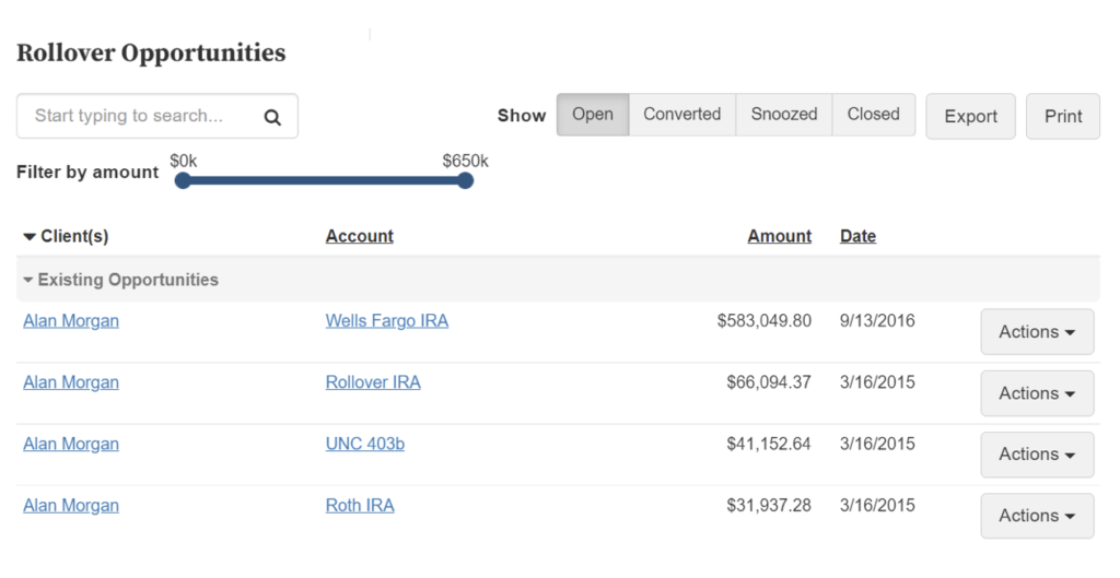 Rollover opportunities